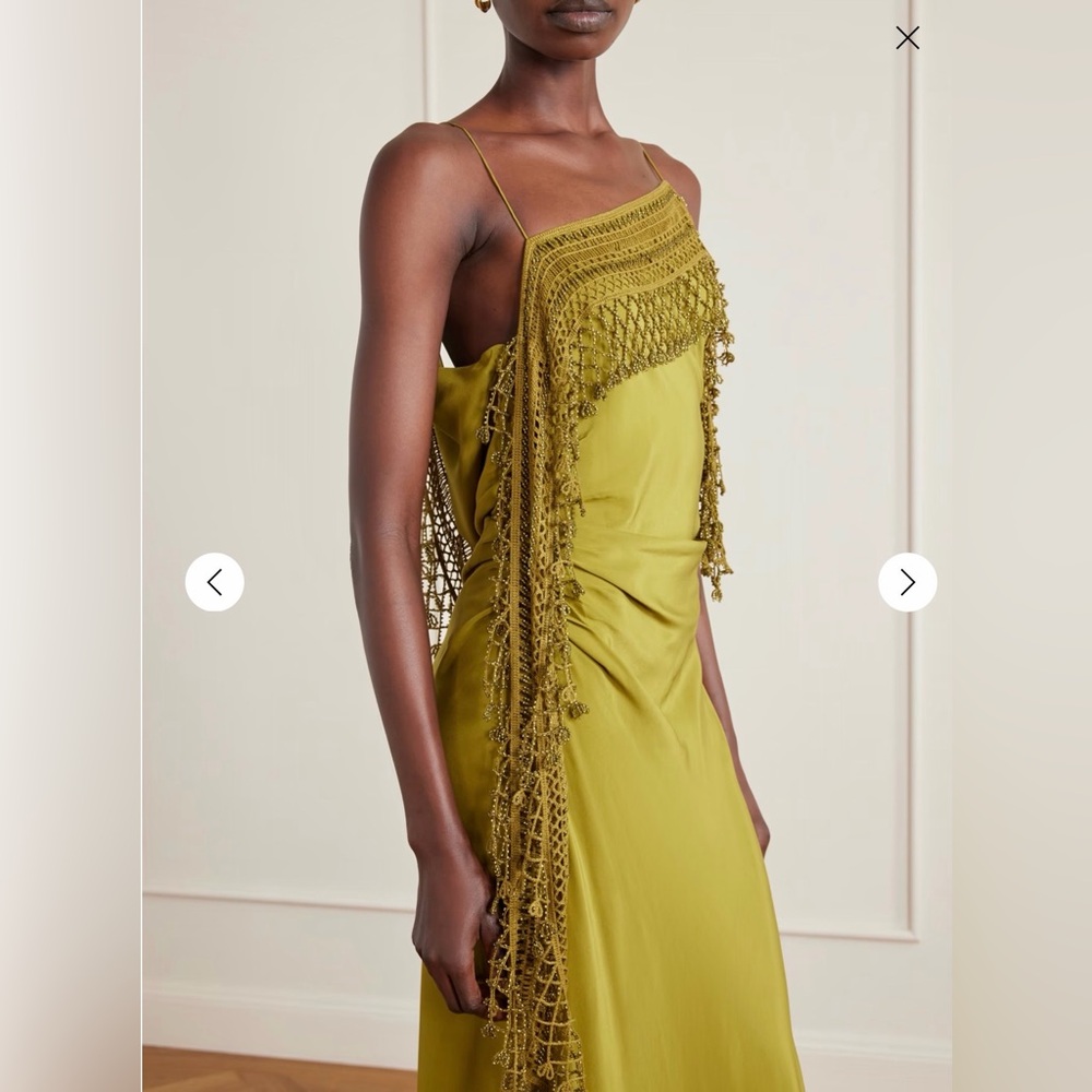 CHRISTOPHER ESBER DROPLET BEAD CROCHET TRIMMED CAMI DRESS - Picture 4 of 5